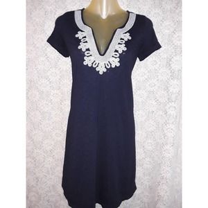 Lilly Pulitzer Sz XXS MAISY Navy & White Swing T-Shirt Shift Dress